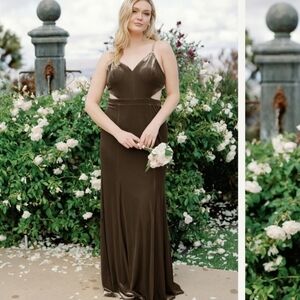 Revelry Dusty Olive Ryah Velvet Bridesmaid Dress Size 12